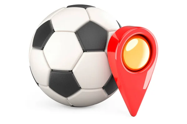 Soccer Ball Map Pointer Rendering Isolated White Background — Stock Photo, Image