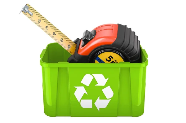 Recycling Mülleimer Mit Maßband Rendering Isoliert Auf Weißem Hintergrund — Stockfoto