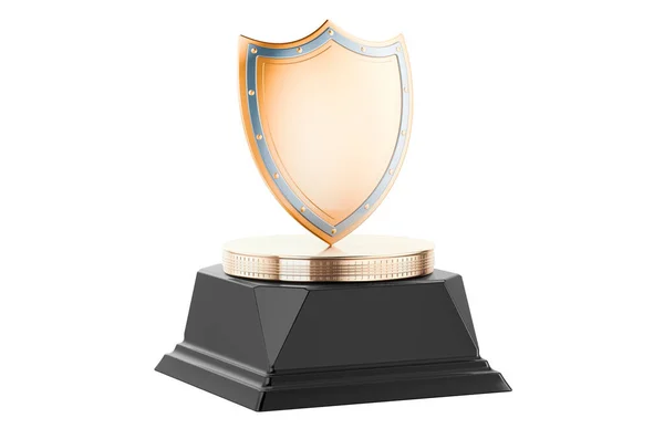 Shield Golden Award Konzept Rendering Isoliert Auf Weißem Hintergrund — Stockfoto