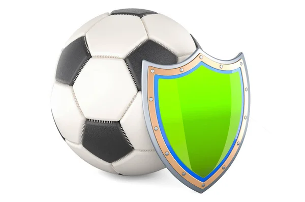 Fußball Mit Schild Darstellung Isoliert Auf Weißem Hintergrund — Stockfoto
