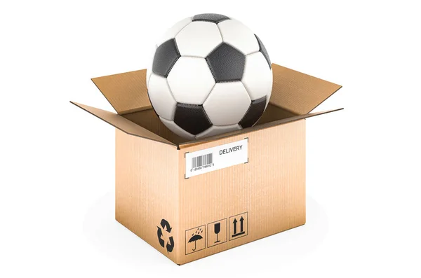 Paket Mit Fußball Darstellung Isoliert Auf Weißem Hintergrund — Stockfoto