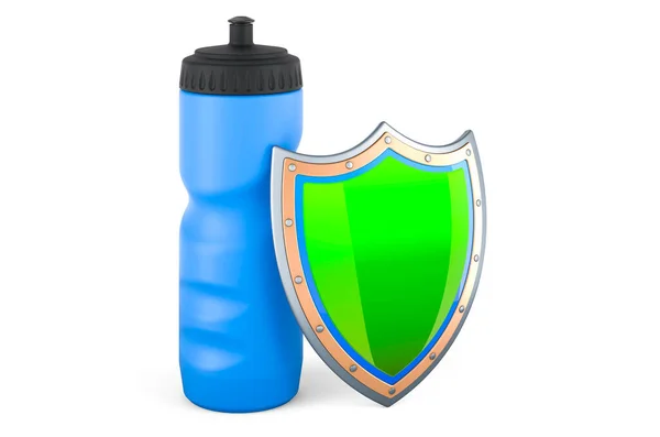 Kunststoff Sportwasserflasche Mit Schild Rendering Isoliert Auf Weißem Hintergrund — Stockfoto
