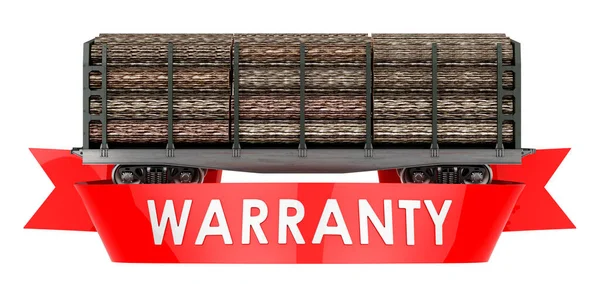 Wagon Towarowy Drewnianymi Kłodami Koncepcji Gwarancji Rendering Izolowany Białym Tle — Zdjęcie stockowe