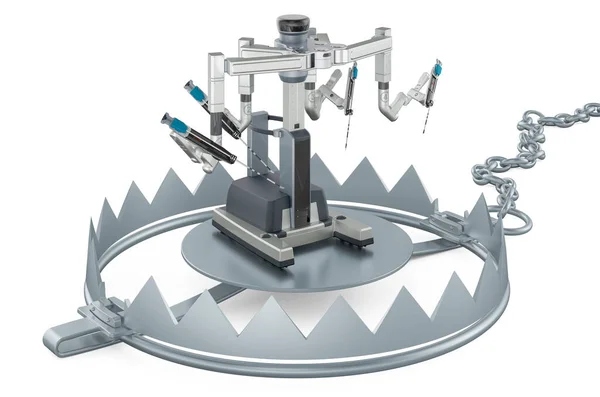 Björnfälla Med Robotkirurgiskt System Rendering Isolerad Vit Bakgrund — Stockfoto