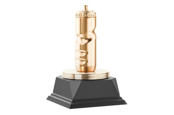 Plastic Sport Water Bottle Golden Award Concept Rendering Isolated White — Stock Photo, Image