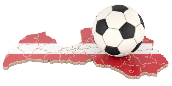 Pallone Calcio Con Mappa Del Concetto Lettonia Rendering Isolato Sfondo — Foto Stock