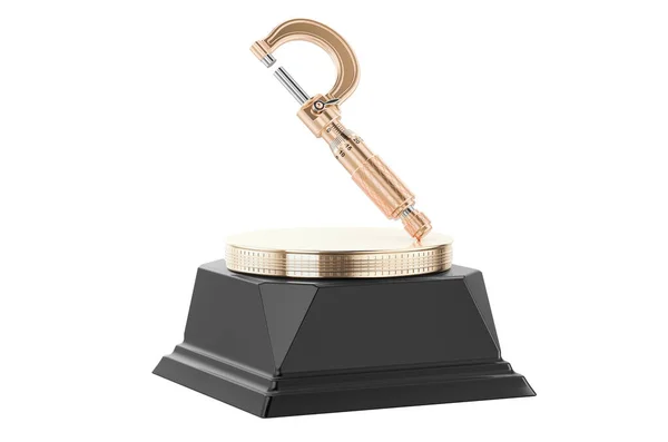 Koncepcja Micrometer Golden Award Rendering Izolowany Białym Tle — Zdjęcie stockowe