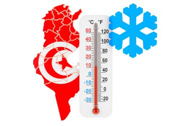 Tunus 'ta aşırı soğuk. Beyaz arkaplanda 3B görüntüleme izole edildi