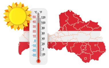 Letonya 'da sıcaklık kavramı. Beyaz arkaplanda 3B görüntüleme izole edildi