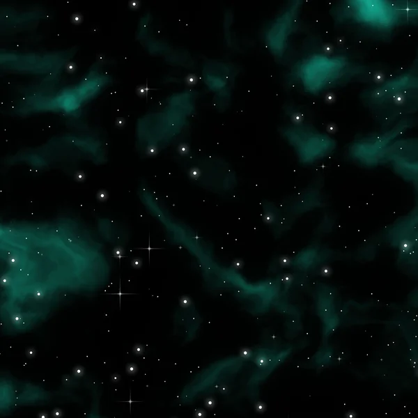 绿色星云背景与明星 — 图库照片