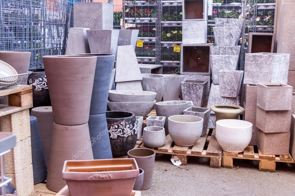 glazed and unglazed ceramic flower pots stock photo nilswey