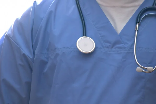 Pielęgniarki z stetoskop w niebieska suknia Obrazy Stockowe bez tantiem
