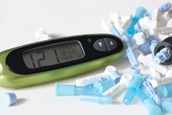 Glucometer with various models of these — Stock Photo, Image