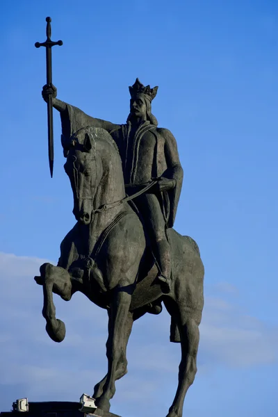 Statue of Stefan cel Mare riding his horse — Stock Photo, Image
