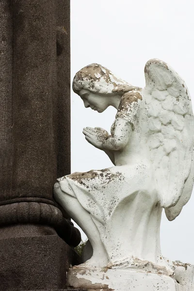 Tombstone with an angel praying — Stock Photo, Image