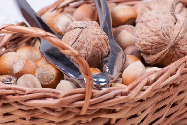 Pièce à main pour écrous fissurants dans le panier vue rapprochée — Photo