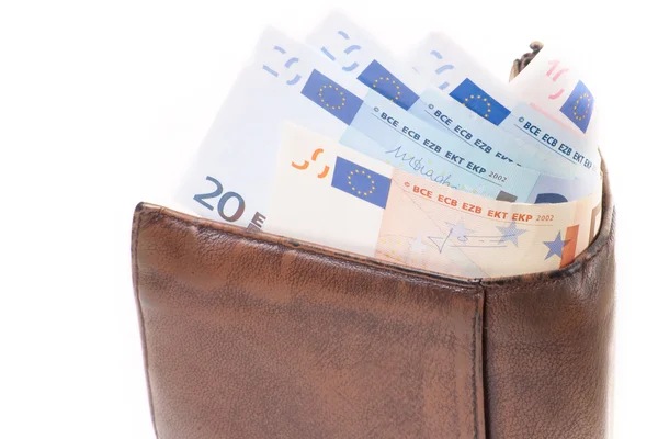 Carteira com dinheiro europeu — Fotografia de Stock