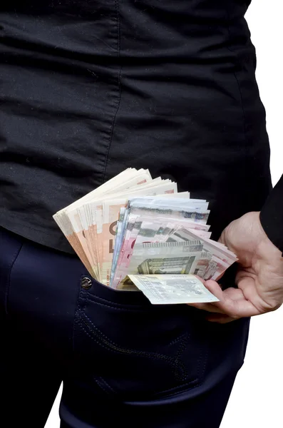 Zak met geld — Stockfoto