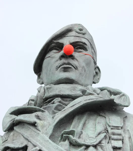 Red nose on a marine statue — Stock Photo, Image
