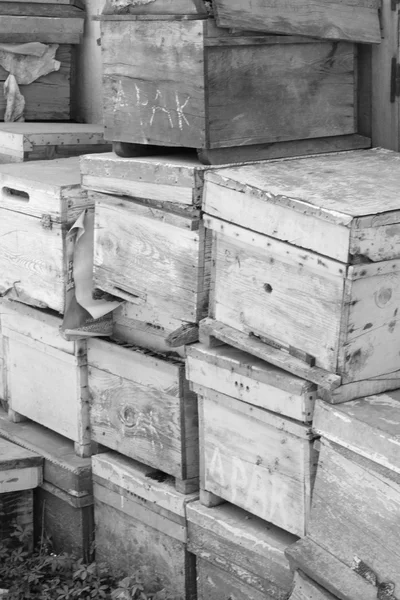 Holzkisten zum Recyceln bereit — Stockfoto