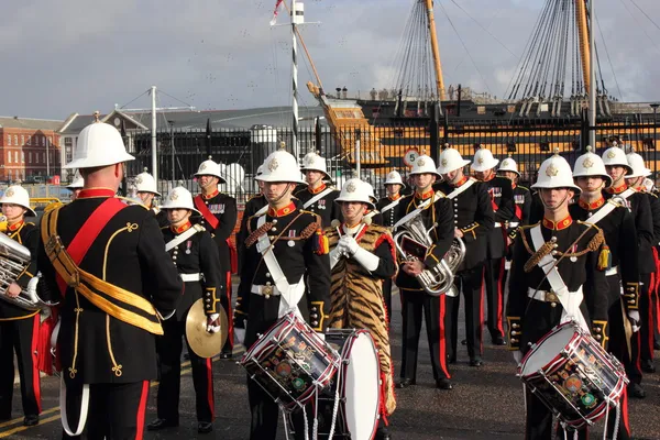 De royal marines marching band Rechtenvrije Stockfoto's