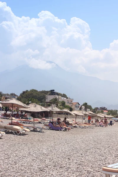 Sunbeds and umbrellas — Stock Photo, Image