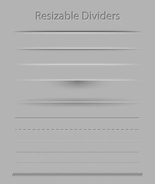 Diviseurs redimensionnables avec ombres transparentes pour toutes les surfaces — Image vectorielle