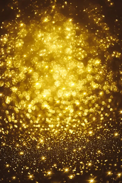 Dourado Brilho Bokeh Iluminação Textura Desfocado Fundo Abstrato Para Aniversário — Fotografia de Stock