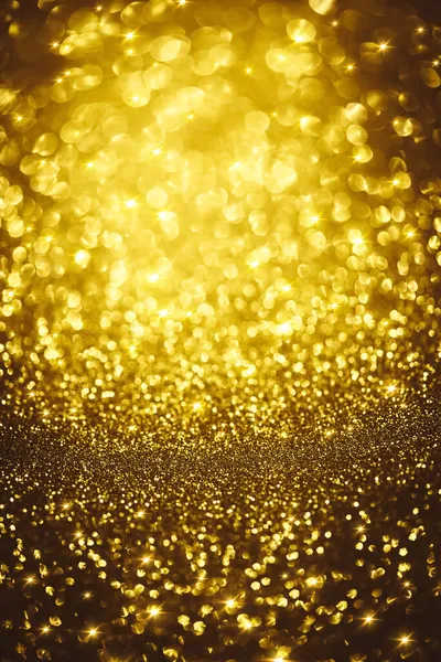 Dourado Brilho Bokeh Iluminação Textura Desfocado Fundo Abstrato Para Aniversário — Fotografia de Stock