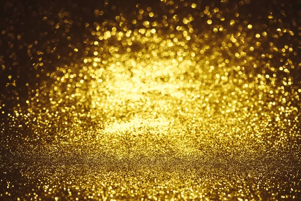 Dourado Brilho Bokeh Iluminação Textura Desfocado Fundo Abstrato Para Aniversário — Fotografia de Stock