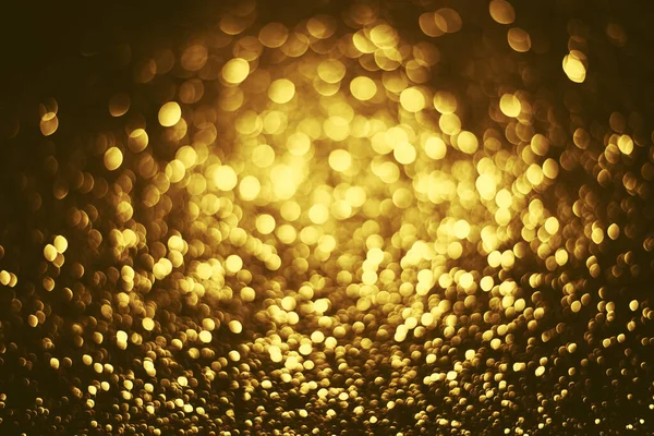 Golden Glitter Bokeh Lighting Texture Blurred Abstract Background Birthday Anniversary — Stock Photo, Image