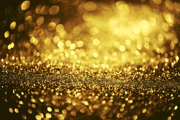 Dourado Brilho Bokeh Iluminação Textura Desfocado Fundo Abstrato Para Aniversário — Fotografia de Stock