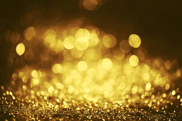 Dourado Brilho Bokeh Iluminação Textura Desfocado Fundo Abstrato Para Aniversário — Fotografia de Stock