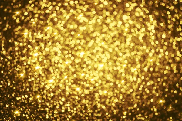 Dourado Brilho Bokeh Iluminação Textura Desfocado Fundo Abstrato Para Aniversário — Fotografia de Stock