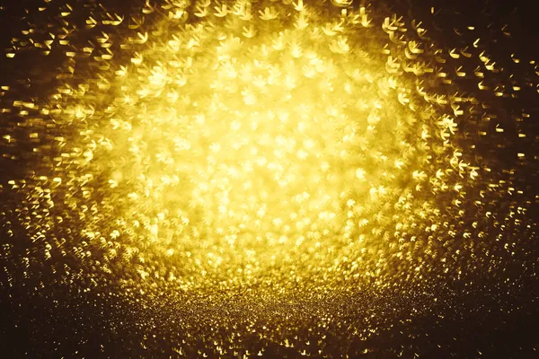 Dourado Brilho Bokeh Iluminação Textura Desfocado Fundo Abstrato Para Aniversário — Fotografia de Stock