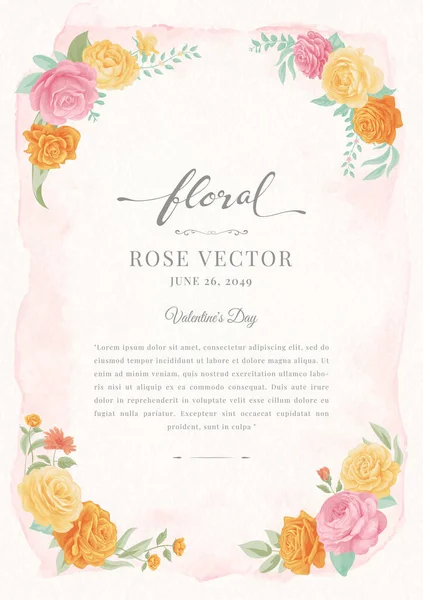Belle Fleur Rose Feuille Botanique Illustration Numérique Peinte Pour Amour — Image vectorielle