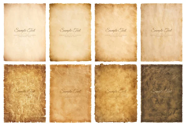 Vector Collection Set Old Parchment Paper Sheet Vintage Aged Texture — Stock Vector