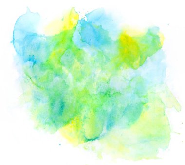 Beyaz arkaplanda izole edilmiş bir elden suluboya fırça darbeleri.