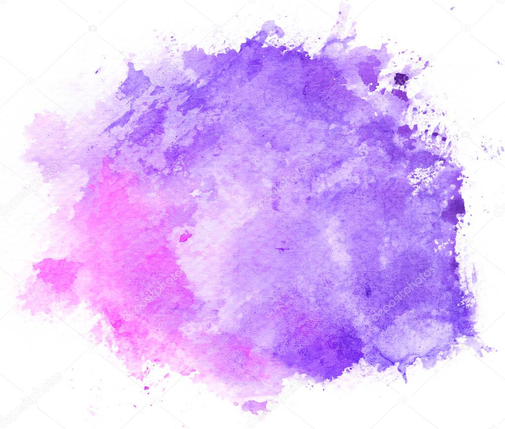 Watercolor paint brush strokes from a hand drawn isolated on white background.