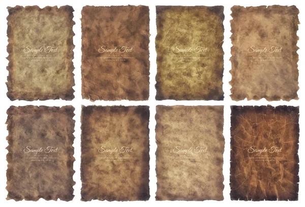 Vector Collection Set Old Parchment Paper Sheet Vintage Aged Texture —  Vetores de Stock