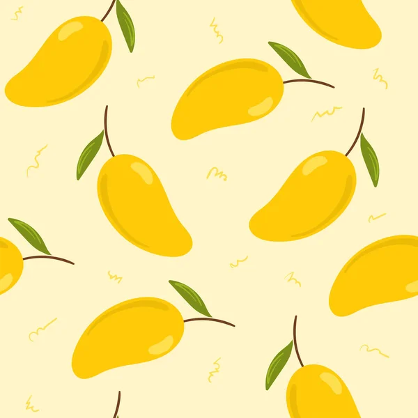 Früchte Mango Illustration Cartoon Vektor Nahtlose Muster — Stockvektor