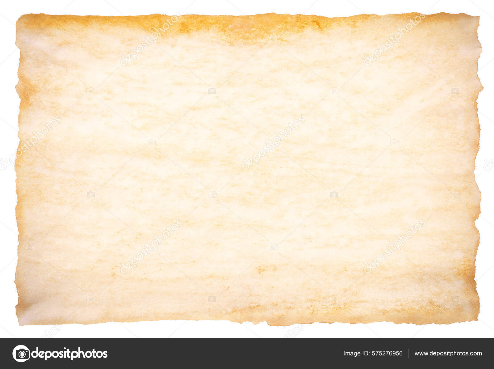 Old Parchment Paper Sheet Vintage Aged Texture Isolated White