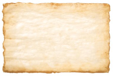 Eski parşömen kağıdı eski ya da doku beyaz arkaplanda izole edilmiş.