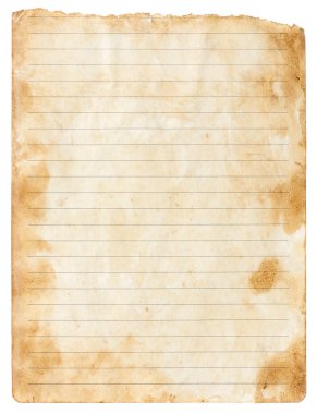 Eski parşömen kağıdı eski ya da doku beyaz arkaplanda izole edilmiş.