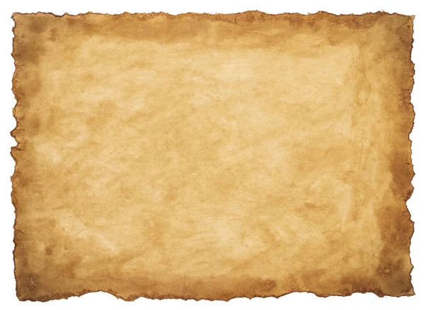 Old Parchment Paper Sheet Vintage Aged Texture Isolated White Background — Stock Photo, Image