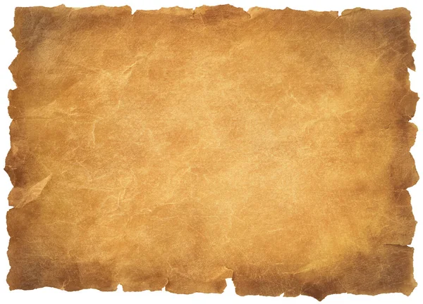 Old Parchment Paper Sheet Vintage Aged Texture Isolated White Background — Stock Photo, Image