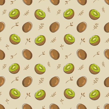 meyve kivi illüstrasyon karikatür vektörü dikişsiz desen.