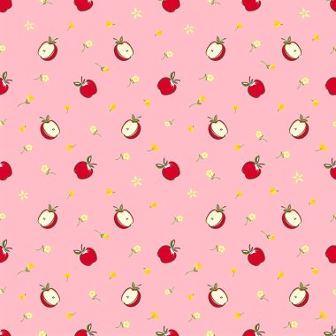 meyve elması çizimi karikatür vektörü pürüzsüz desen. 