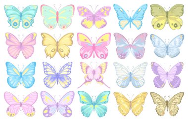 İllüstrasyon Aşk için güzel kelebek koleksiyonu Düğün günü veya düzenleme davetiye tasarımı tebrik kartı.