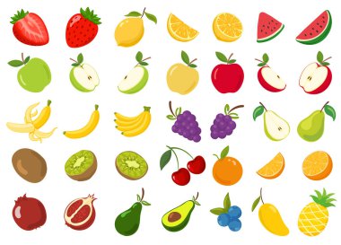 fruit collection set illustration cartoon vector pattern.  clipart